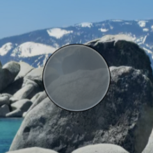 The ball awake: a full glass disc on the desktop