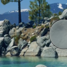 The ball docked: a half disc tucked into the screen edge