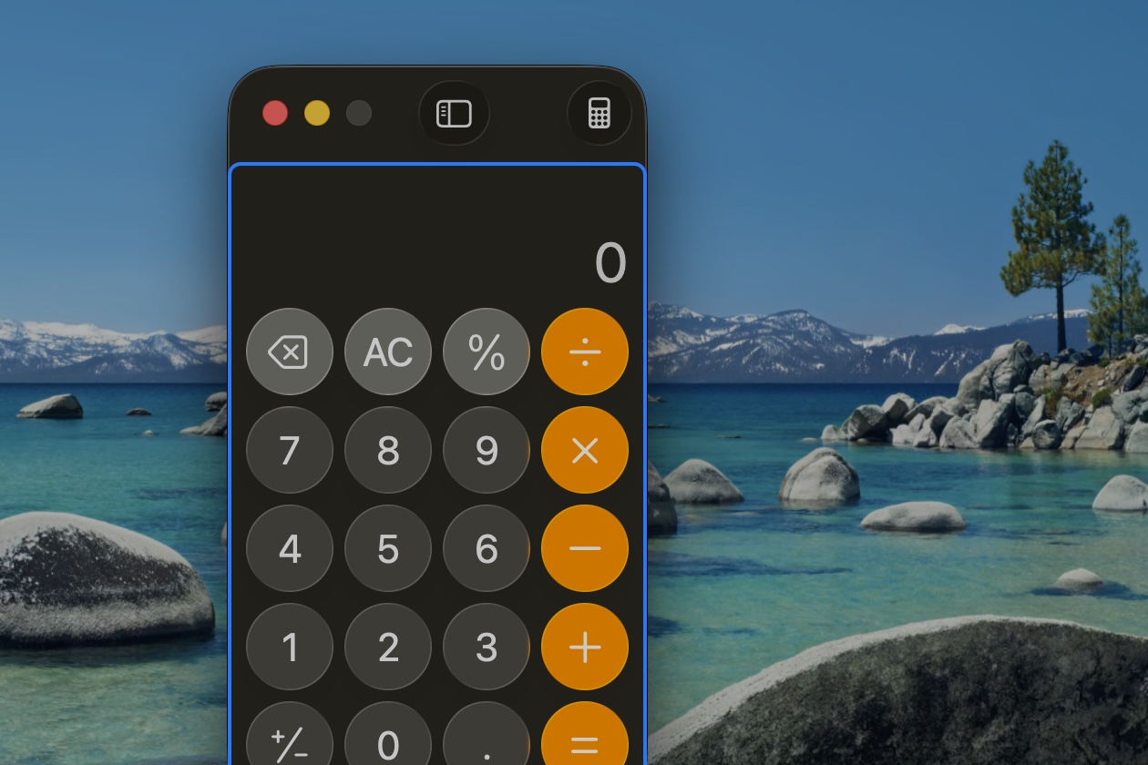 With Option held, the whole keypad is outlined and the label reads group · CalculatorKeypadView